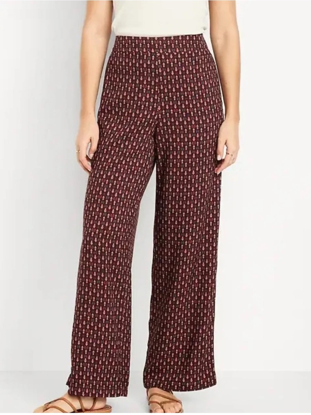 Old Navy High Rise Playa Wide Leg Printed Pants Size M Pull On